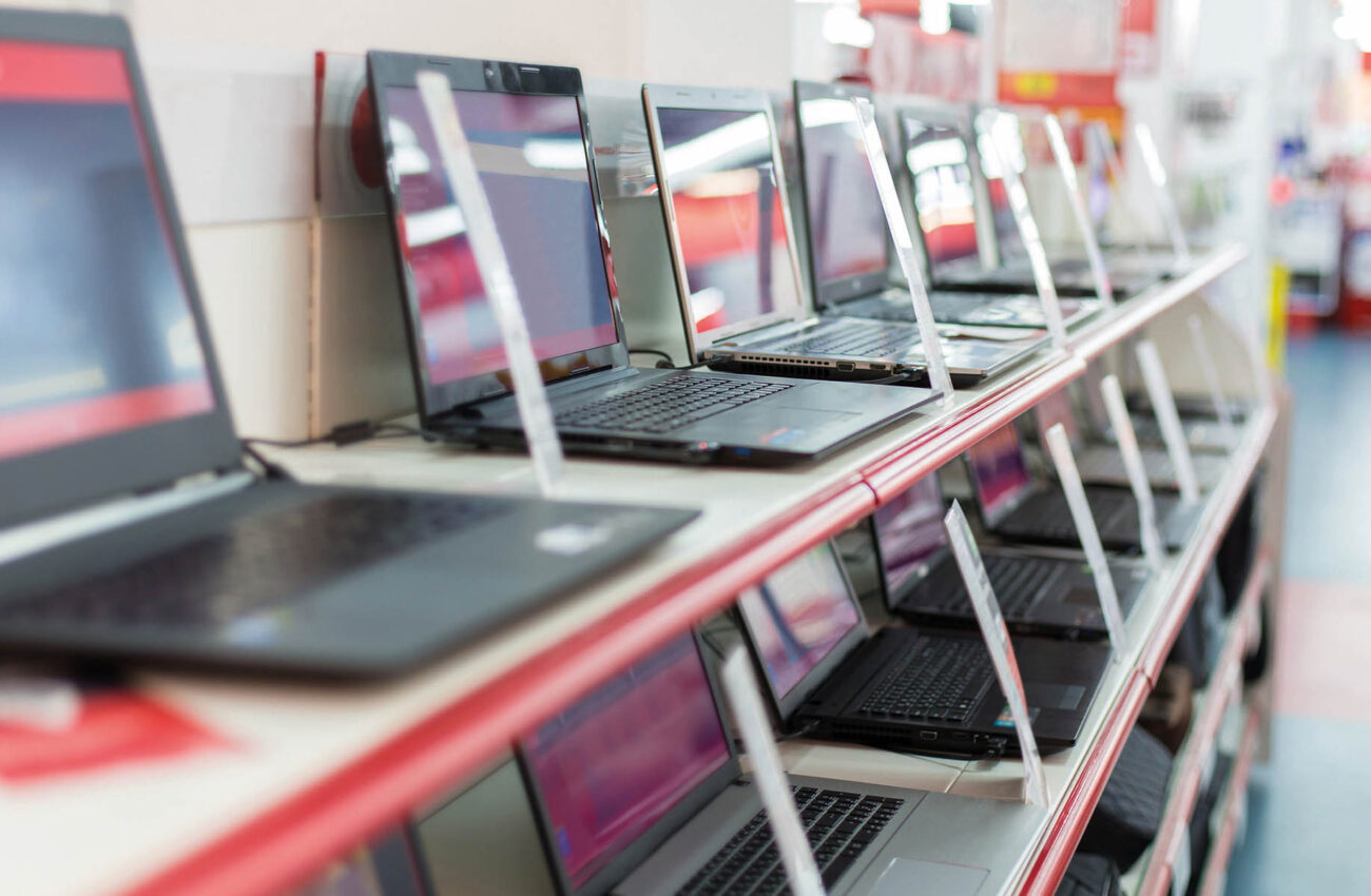 sale of laptops in store