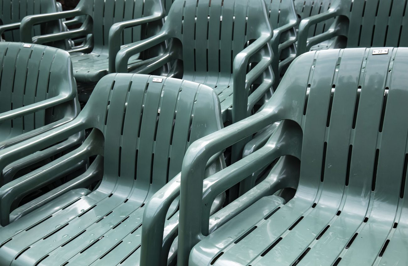 Green plastic chairs